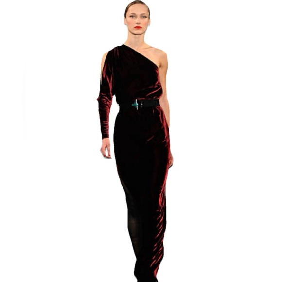 Ralph Lauren Collection Evening Gown Velvet Maxi Dress Runway 2011 One Shoulder - Picture 1 of 12